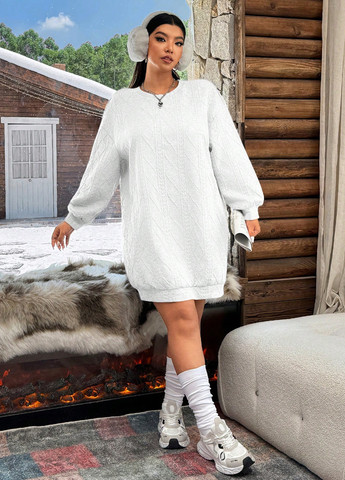 Білий кежуал сукня сукня-світшот, оверсайз SHEIN однотонна