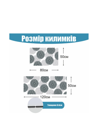 Набір 2 килимки для ванної та кухні Суперпоглинаючі 50х80 см + 50х120 Сірі Квіти Aquarius Діатомітовий (317399626)