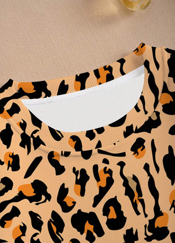 Комбинированный свитшот SHEIN анималистичный без декора (302439319)