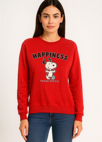 Красный свитшот London Look персонажи без декора (370393672)