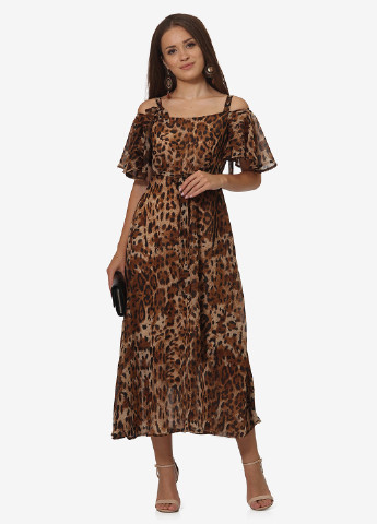 Женское летнее Платье с открытыми плечами Lila Kass леопардовый