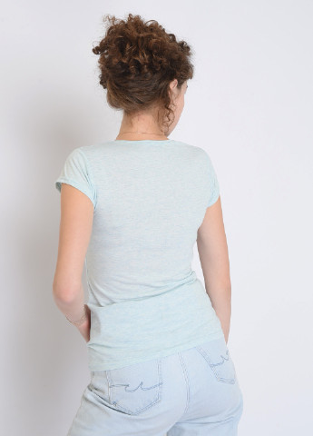 Голубая летняя футболка женская голубая с надписью Let's Shop