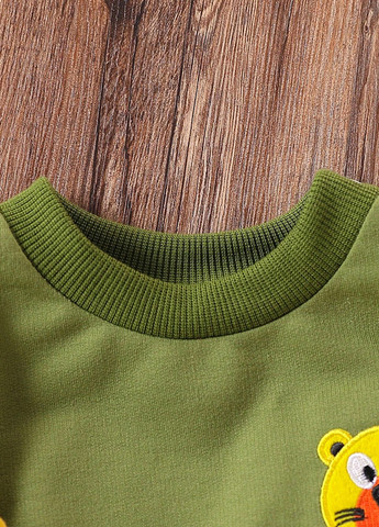 Оливковый (хаки) демисезонный костюм (свитшот, брюки) брючный SHEIN