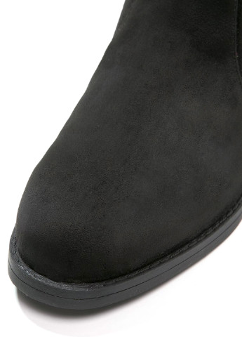 Черные осенние ботфорты Buffalo без каблука с шнуровкой
