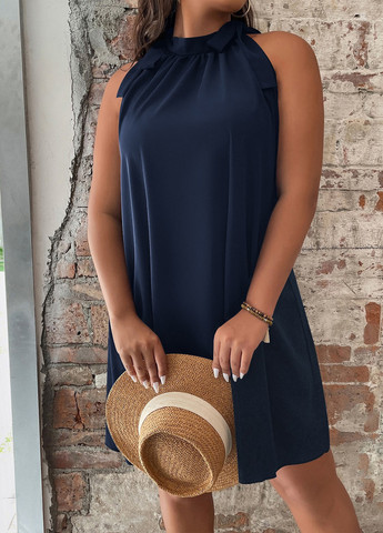 Темно-синя повсякденний сукня а-силует SHEIN однотонна