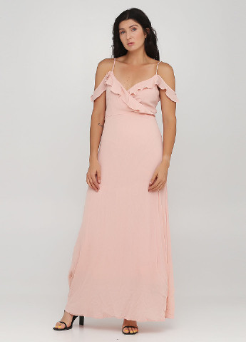 Розовое кэжуал платье на запах, в стиле ампир Pimkie однотонное