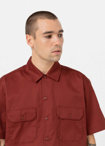 Коричневая кэжуал, классическая рубашка однотонная Dickies