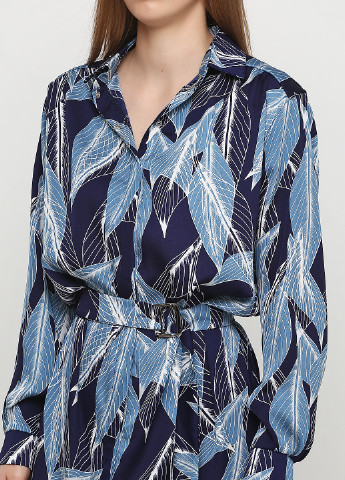 Синее кэжуал платье рубашка ANVI с абстрактным узором