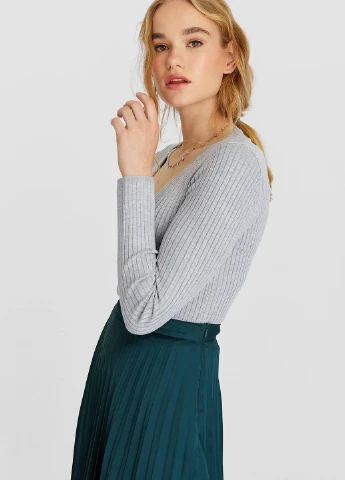 Серый пуловер,сірий, Stradivarius