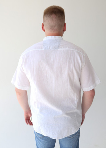 Сорочка чоловіча лляна біла комір стійка великий розмір Jean Piere прямая (253597135)