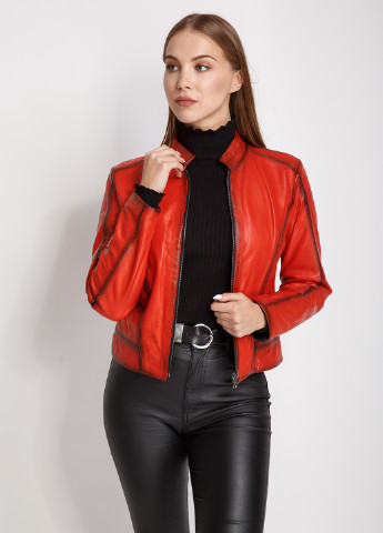 Красная демисезонная куртка кожаная Bianca