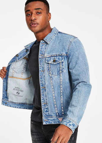 Синяя демисезонная куртка куртка-пиджак Guess