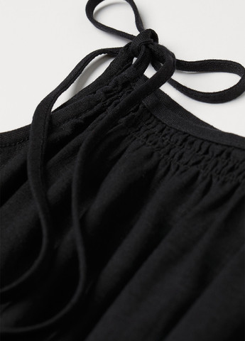 Комбінезон H&M комбінезон-брюки однотонний чорний кежуал віскоза, льон