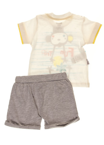 Сірий літній комплект (футболка, шорти, косинка) Miniworld