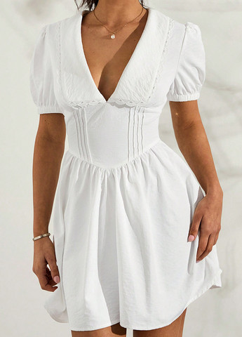 Белое кэжуал платье SHEIN однотонное