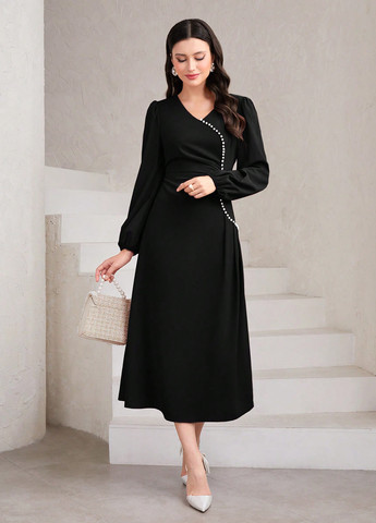 Чорна кежуал сукня кльош SHEIN однотонна