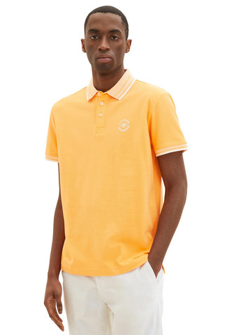 Светло-оранжевая футболка-поло для мужчин Tom Tailor с логотипом
