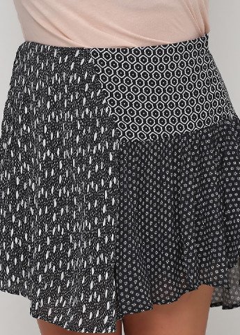 Темно-синяя кэжуал с орнаментом юбка H&M клешированная