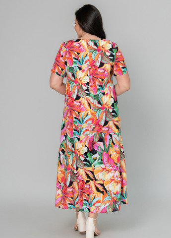 Малиновое кэжуал платье а-силуэт A'll Posa с цветочным принтом