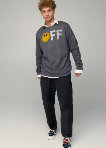 Темно-сірий світшот чоловічий oversize /no flis/ YAPPI (252258548)