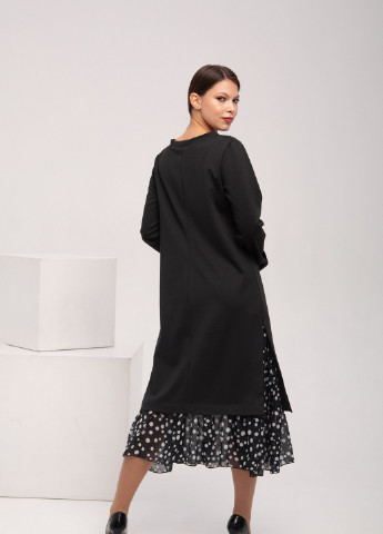 Черное кэжуал платье so-78470-drk Alpama однотонное
