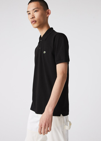 Черная футболка-поло для мужчин Lacoste однотонная
