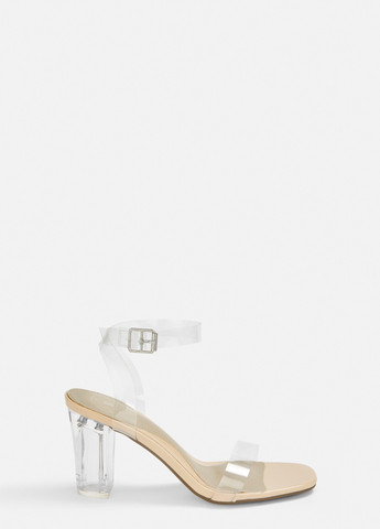 Бесцветные босоножки Missguided на высоком каблуке с ремешком прозрачные английские