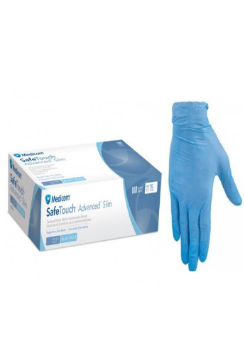 Перчатки нитриловые Blue текстурированные без пудры голубые M (3,6 г.) Medicom (254341239)