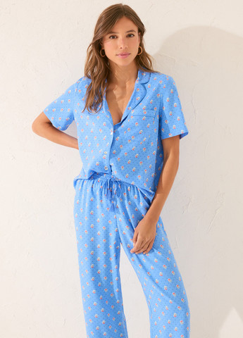 Темно-блакитна всесезон піжама (сорочка, штани) сорочка + брюки Women'secret