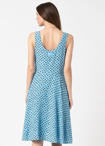 Голубое кэжуал платье клеш Calvin Klein с цветочным принтом