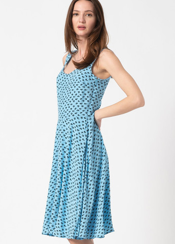 Блакитна кежуал сукня кльош Calvin Klein з квітковим принтом