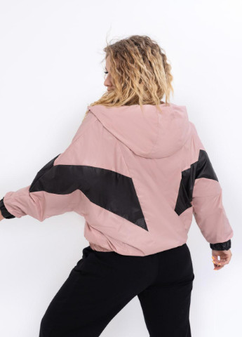 Темно-розовая женская куртка с капюшоном на подкладке персикового цвета р.62/64 377063 New Trend