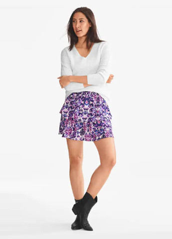 Фиолетовая кэжуал с геометрическим узором юбка C&A а-силуэта (трапеция)