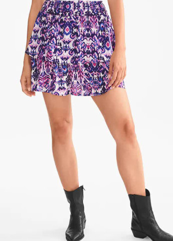 Фиолетовая кэжуал с геометрическим узором юбка C&A а-силуэта (трапеция)