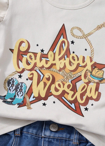 Кремовый летний комплект (футболка, шорты) SHEIN