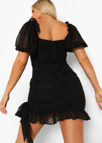 Черное кэжуал платье Boohoo в горошек