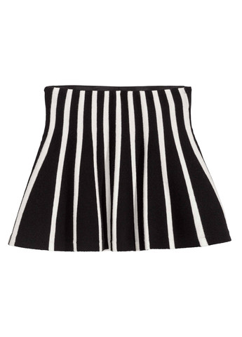 Черно-белая кэжуал в полоску юбка H&M клешированная