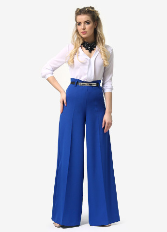 Синие кэжуал демисезонные палаццо брюки Lila Kass