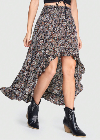 Разноцветная кэжуал "турецкие огурцы" юбка SHEIN клешированная