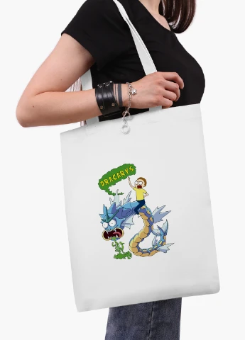 Еко сумка шоппер біла Рік і Морті (Dracarys Rick and Morty) (9227-2083-WT2) Еко сумка шоппер біла 41*35 см MobiPrint (219151254)
