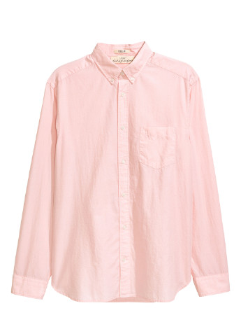 Сорочка H&M однотонна світло-рожева кежуал бавовна