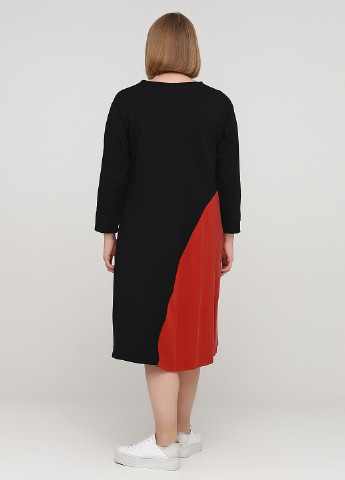 Черное кэжуал платье а-силуэт, оверсайз Made in Italy с надписью
