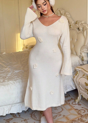 Кремова кежуал сукня силуетна, з відкритою спиною SHEIN однотонна