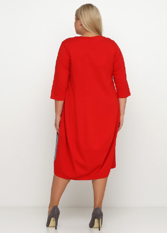 Красное кэжуал платье 158С однотонное
