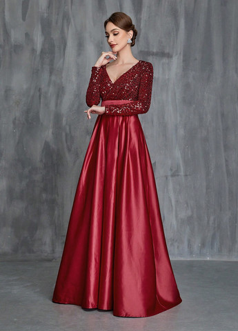 Червона коктейльна сукня в стилі армпір SHEIN однотонна