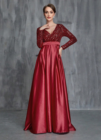 Червона коктейльна сукня в стилі армпір SHEIN однотонна