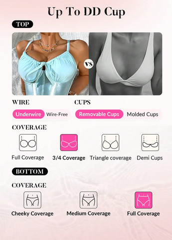 Світло-блакитний літній купальник суцільний, майо SHEIN