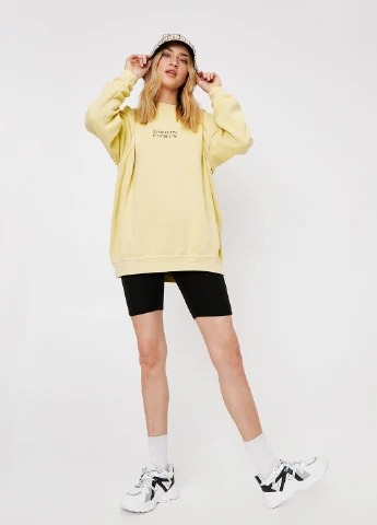 Светло-желтый свитшот Nasty Gal надпись без декора (237848199)