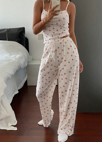 Біла всесезон піжама (топ, штани) топ + брюки SHEIN