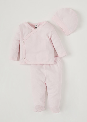 Светло-розовый демисезонный костюм(реглан, брюки, шапочка) DeFacto